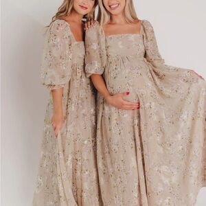 Worth Collective Mona Maxi Dress in Beige Floral- large